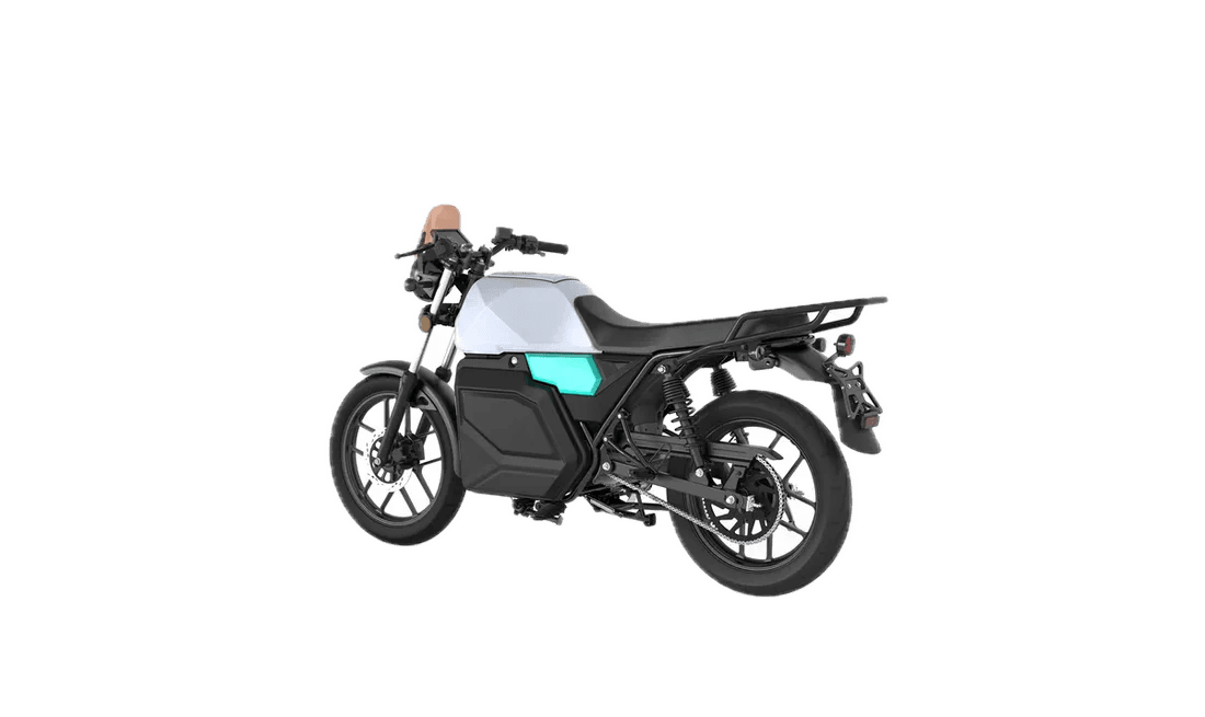 Moto elétrica PARZA M1 - vista traseira em três quartos
